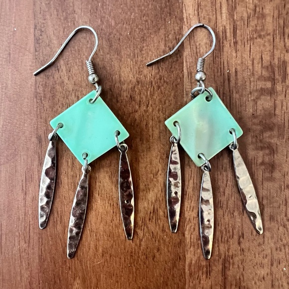 Artisan Green Dangle Earrings - Picture 3 of 8